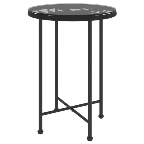 Eettafel &Oslash;55 cm gehard glas en staal zwart 2