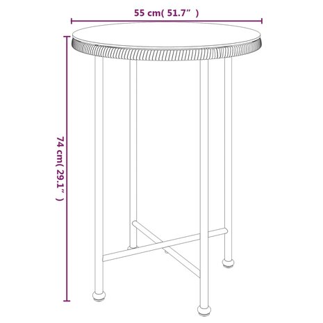 Eettafel &Oslash;55 cm gehard glas en staal zwart 6