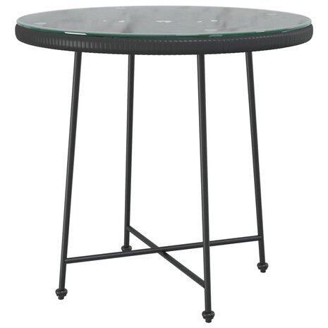 Eettafel &Oslash;80 cm gehard glas en staal zwart 2