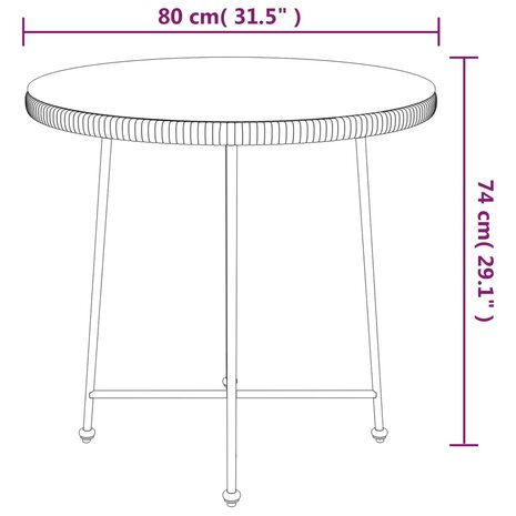 Eettafel &Oslash;80 cm gehard glas en staal zwart 6