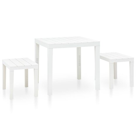 Tuintafel met 2 banken kunststof wit 1