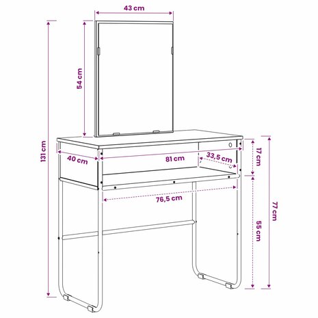 Kaptafel Zwart eiken 81 x 40 x 131 cm Bewerkt hout 8