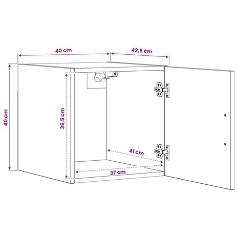 Wandkast Zwart eiken 40 x 42,5 x 40 cm Bewerkt hout 8