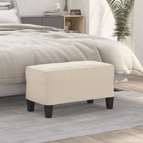 Bankje 70x35x41 cm microvezelstof cr&egrave;me 1