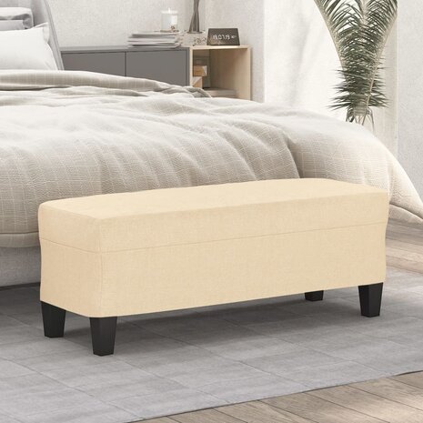 Bankje 100x35x41 cm stof cr&egrave;mekleurig 1