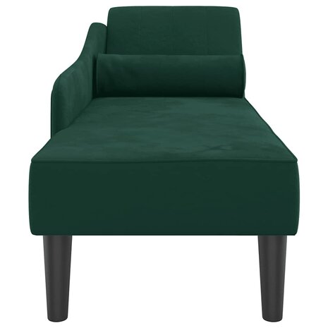 Chaise longue met kussens fluweel donkergroen 4