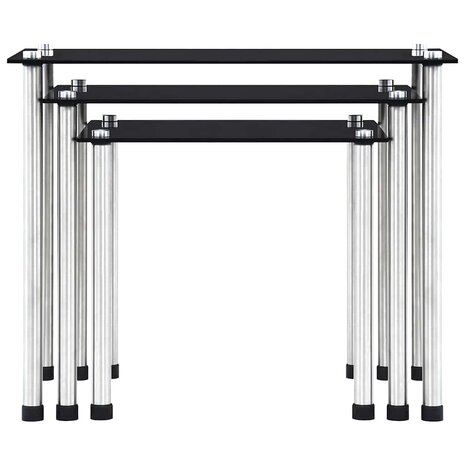 3-delige Tafeltjesset gehard glas zwart 2