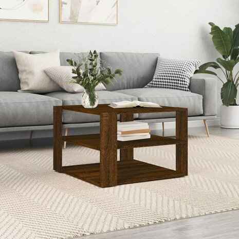 Salontafel 58x58x40 cm bewerkt hout bruin eikenkleurig 1