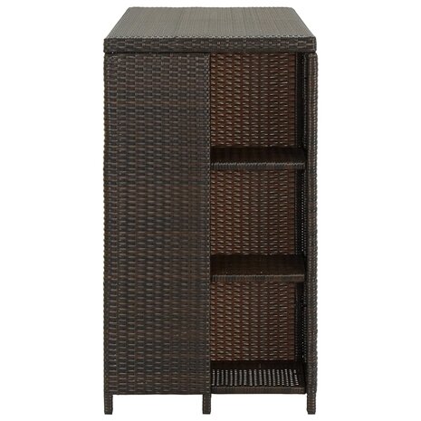 Bartafel met opbergrek 120x60x110 cm poly rattan bruin 3