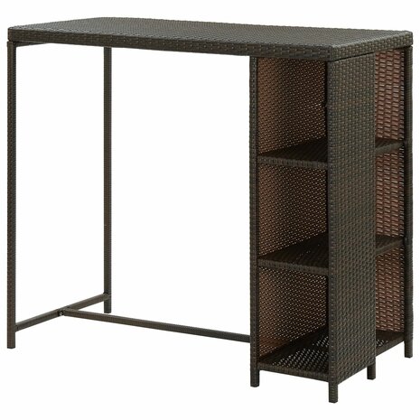 Bartafel met opbergrek 120x60x110 cm poly rattan bruin 4