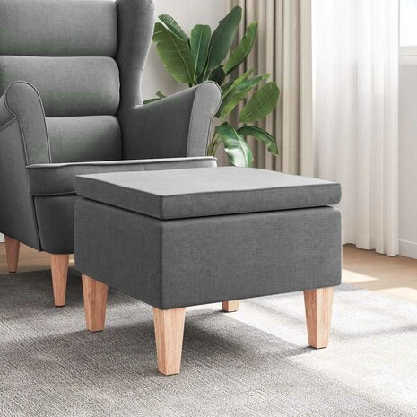 Kruk met houten poten stof donkergrijs 1