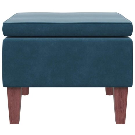 Kruk met houten poten fluweel blauw 5