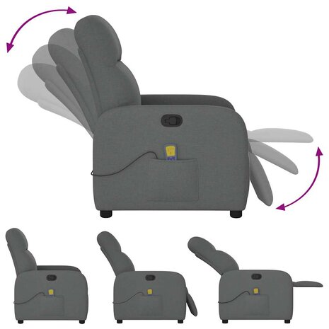 Massagestoel Donkergrijze Stof 7
