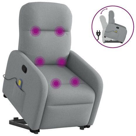 Sta-op-massagestoel verstelbaar stof lichtgrijs 1