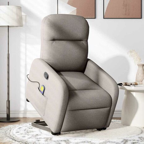 Sta-op-massagestoel verstelbaar stof taupe 2