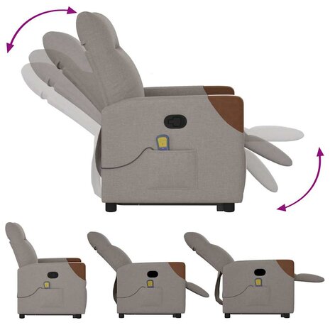 Sta-op-massagestoel verstelbaar stof taupe 8