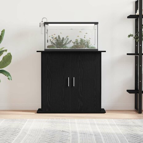Aquariumstandaard Zwart Eiken 81x36x73 cm Bewerkt Hout 3