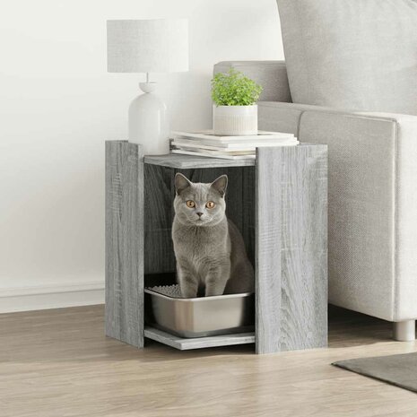 Kattenbakkast 42x42x51 cm bewerkt hout grijs sonoma eikenkleur 1