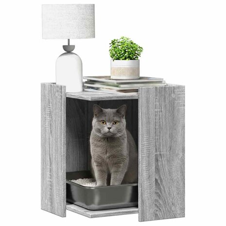 Kattenbakkast 42x42x51 cm bewerkt hout grijs sonoma eikenkleur 3