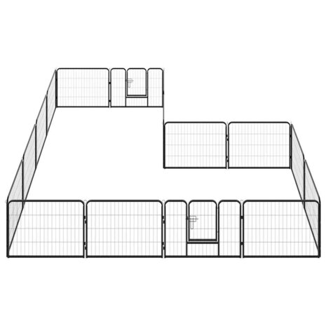 Hondenren met 16 panelen 60x80 cm staal zwart 3