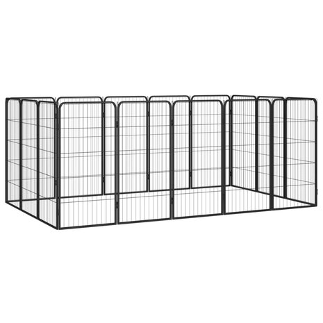 Hondenkennel 16 panelen 50 x 100 cm gepoedercoat staal zwart 1