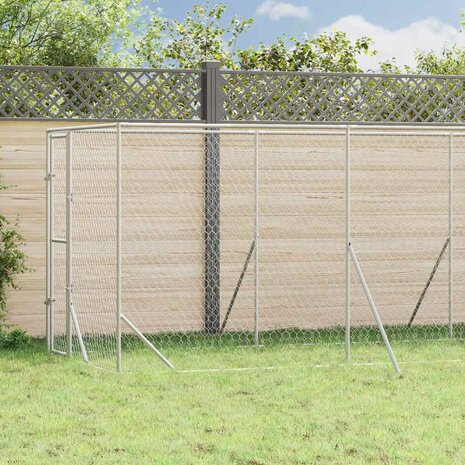 Hondenkennel voor buiten 2x6x2 m gegalvaniseerd staal zilver 1