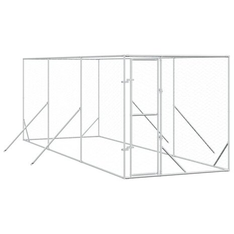 Hondenkennel voor buiten 2x6x2 m gegalvaniseerd staal zilver 2