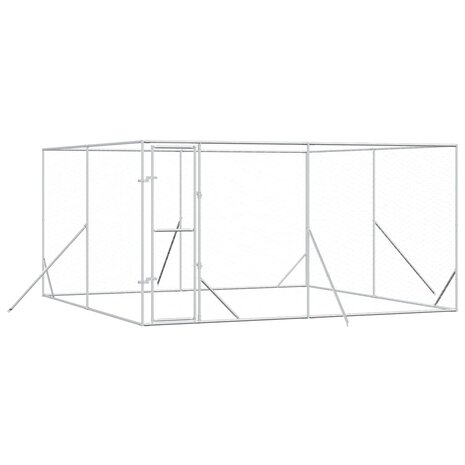 Hondenkennel voor buiten 4x4x2 m gegalvaniseerd staal zilver 2