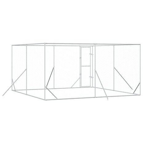Hondenkennel voor buiten 4x4x2 m gegalvaniseerd staal zilver 6