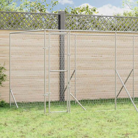 Hondenkennel voor buiten 6x2x2 m gegalvaniseerd staal zilver 1