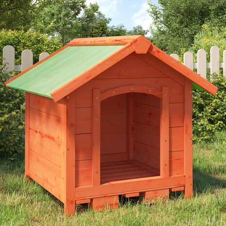 Hondenhok 65x65x61,5 cm massief grenenhout bruin 1