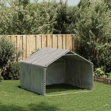 Hondenhok voor buiten met hoes 2x2x1,5 m gegalvaniseerd staal 2