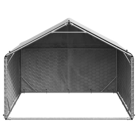 Hondenhok voor buiten met hoes 2x2x1,5 m gegalvaniseerd staal 3
