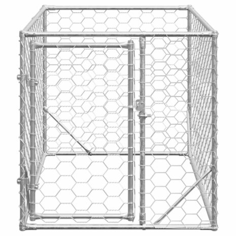 Hondenhok voor buiten met deur 2x1x1 m gegalvaniseerd staal 3