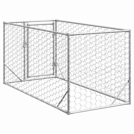 Hondenhok voor buiten met deur 2x1x1 m gegalvaniseerd staal 5