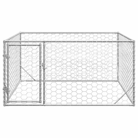 Hondenhok voor buiten met deur 2x2x1 m gegalvaniseerd staal 3