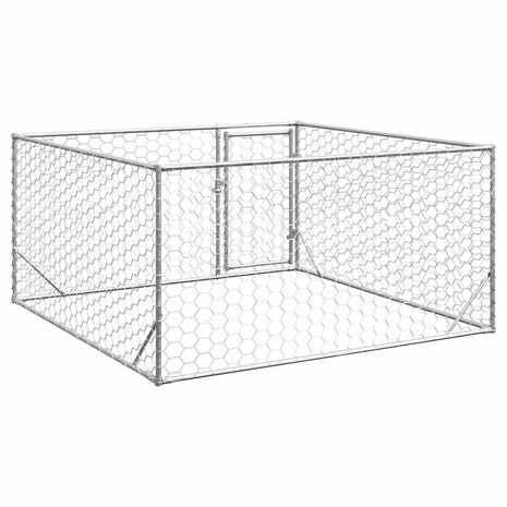 Hondenhok voor buiten met deur 2x2x1 m gegalvaniseerd staal 5