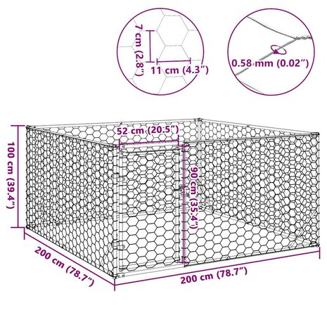 Hondenhok voor buiten met deur 2x2x1 m gegalvaniseerd staal 8