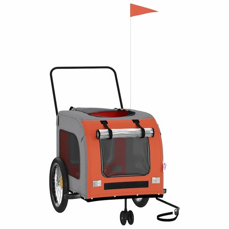 Hondenfietstrailer oxford stof en ijzer oranje en grijs 3