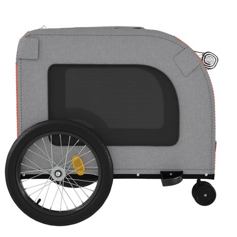 Hondenfietstrailer oxford stof en ijzer oranje en grijs 7