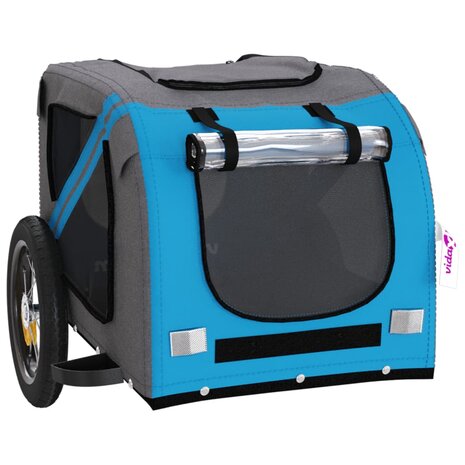 Hondenfietstrailer oxford stof en ijzer blauw en grijs 5