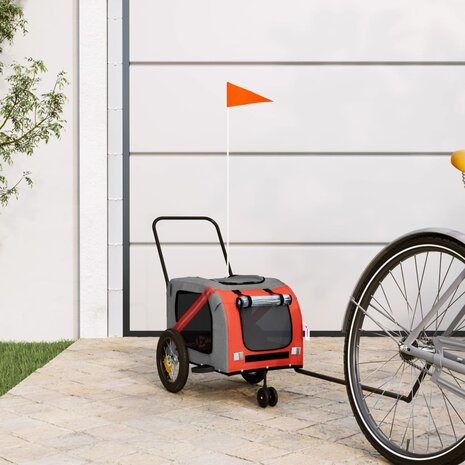 Hondenfietstrailer oxford stof en ijzer oranje en zwart 1