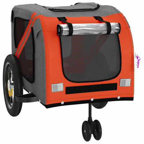 Hondenfietstrailer oxford stof en ijzer oranje en zwart 5