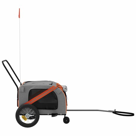Hondenfietstrailer oxford stof en ijzer oranje en zwart 6