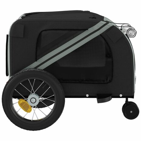 Hondenfietstrailer oxford stof en ijzer grijs en zwart 7