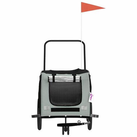 Hondenfietstrailer oxford stof en ijzer grijs en zwart 4
