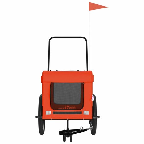 Hondenfietstrailer oxford stof en ijzer oranje en zwart 5