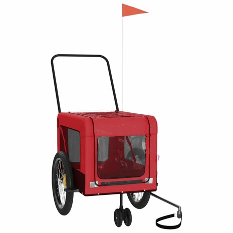Hondenfietstrailer oxford stof en ijzer rood en zwart 4