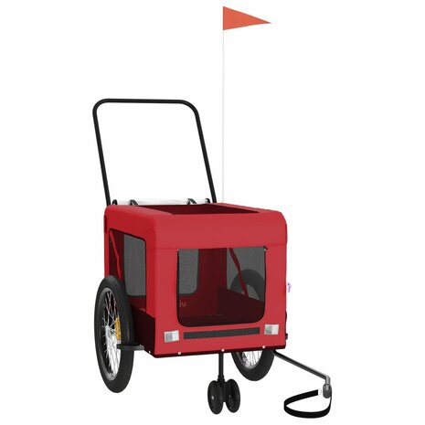 Hondenfietstrailer oxford stof en ijzer rood en zwart 5