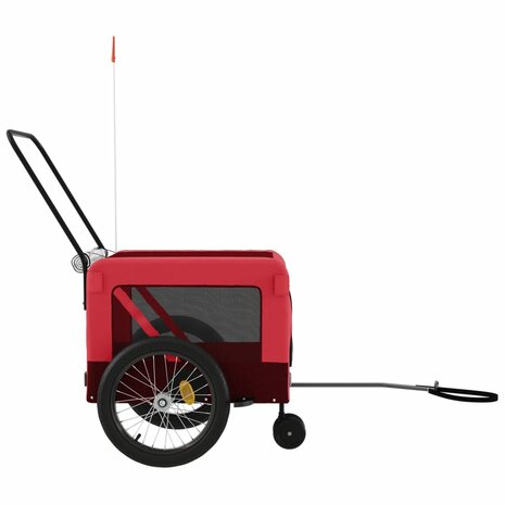 Hondenfietstrailer oxford stof en ijzer rood en zwart 7